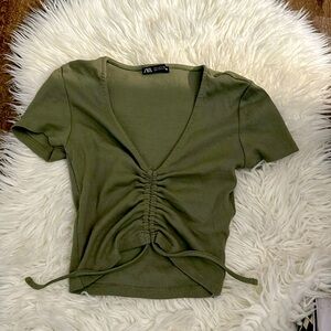 Green Zara crop top